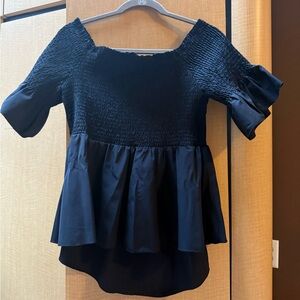 Elegant Black Smocked Women's Top